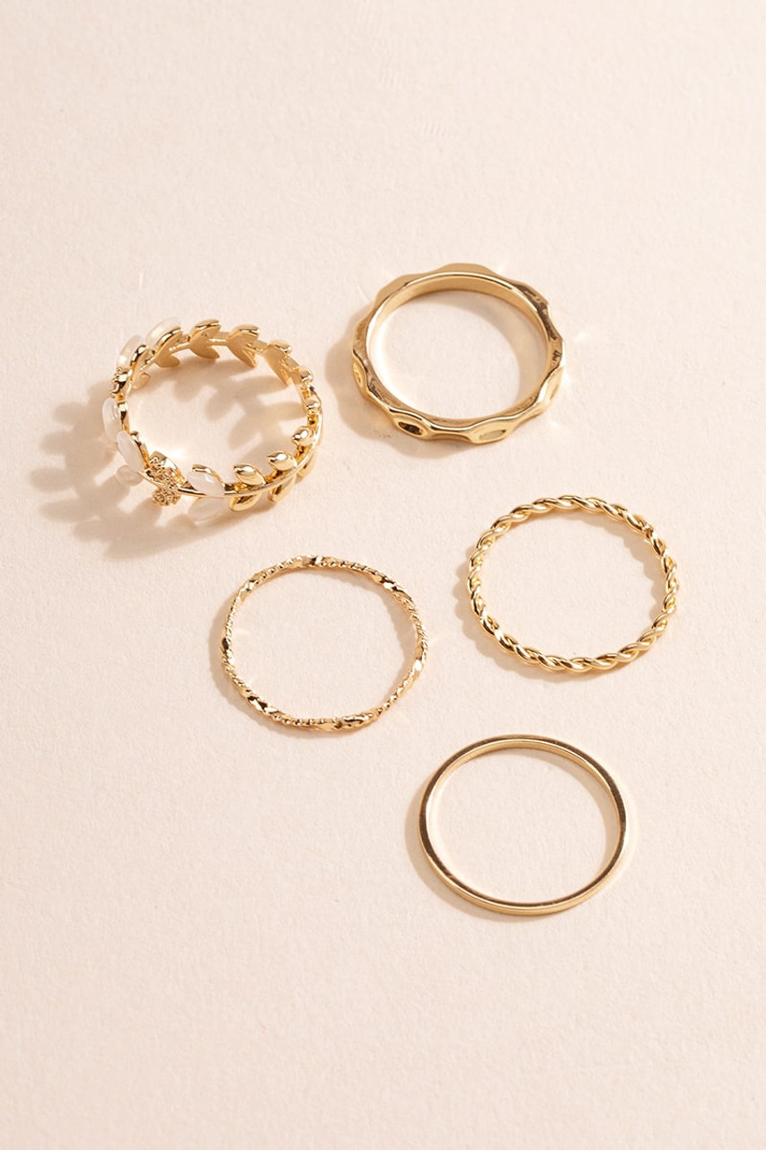 Alisha Cateye Leaf Ring Set