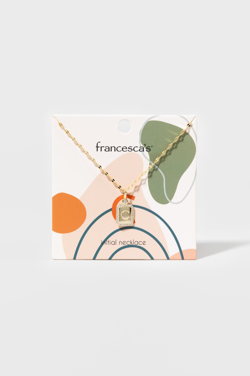 C Initial Engraved Pendant Necklace