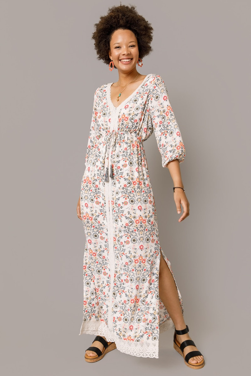 Lauren Crochet Trim Floral Maxi Dress