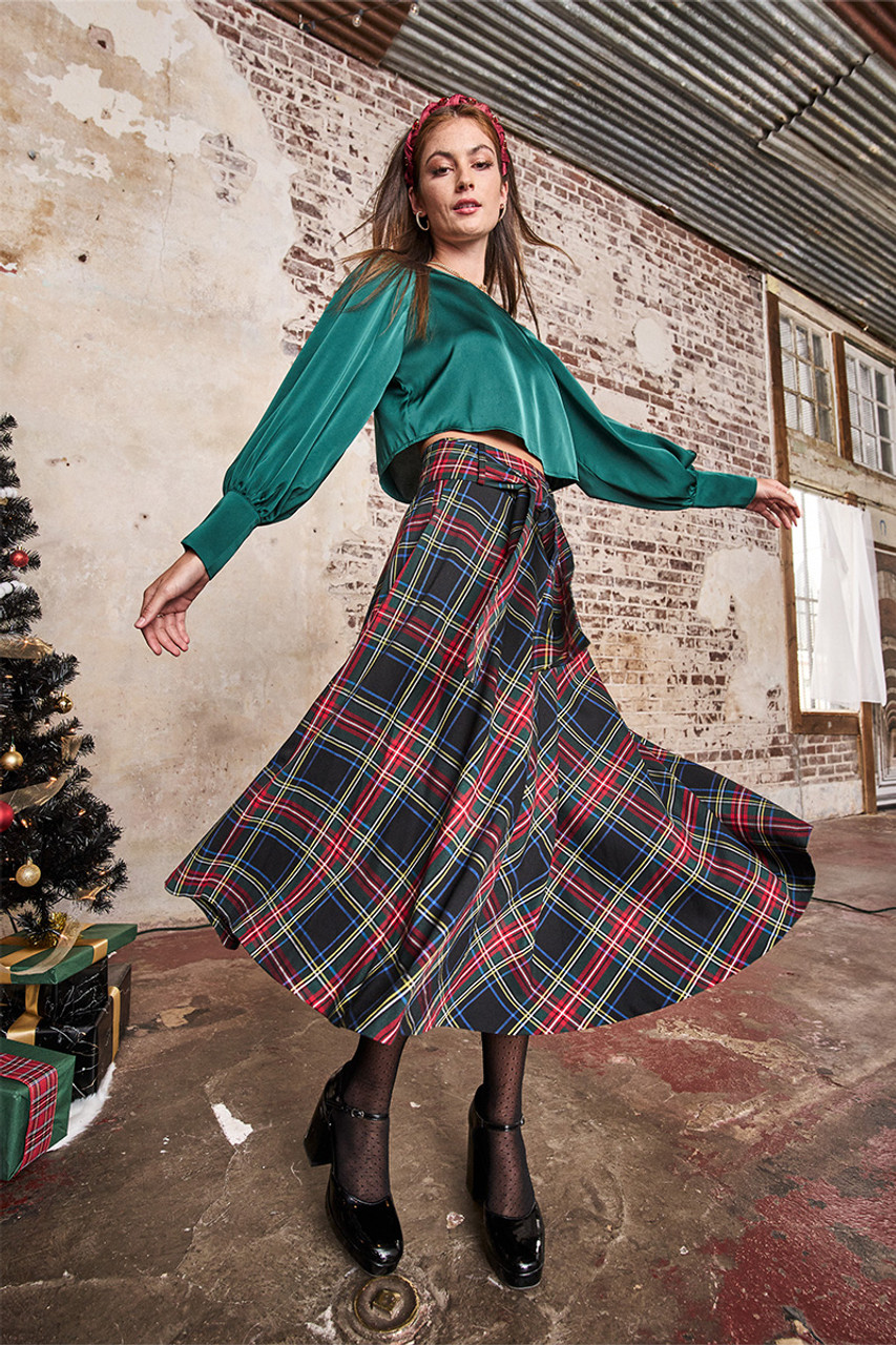 Full plaid clearance midi skirt