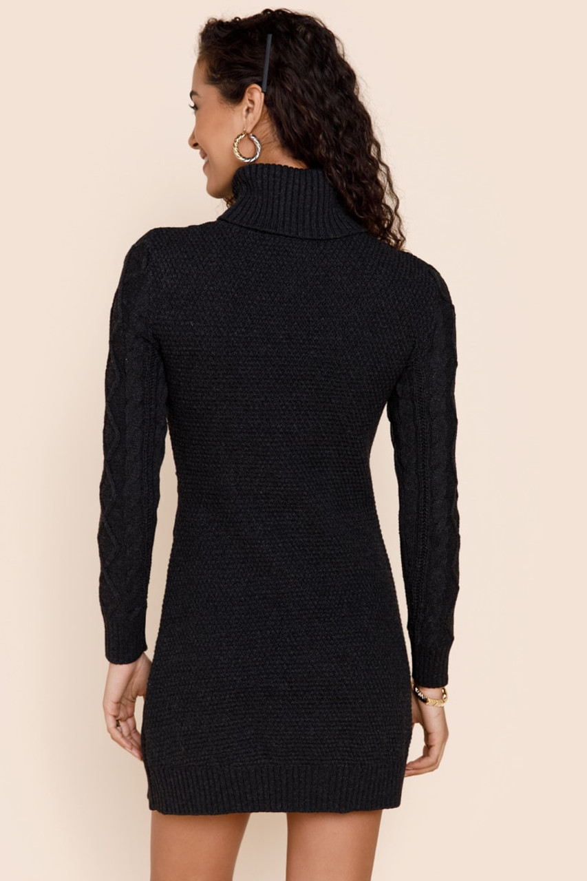 Ava Double Slit Mini Sweater Dress