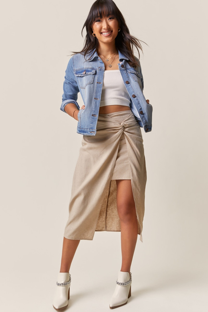 【Raucohouse】Fold crop flare midi skirt Mid Length Fold Over Waistband Skirt | Women's Convertible