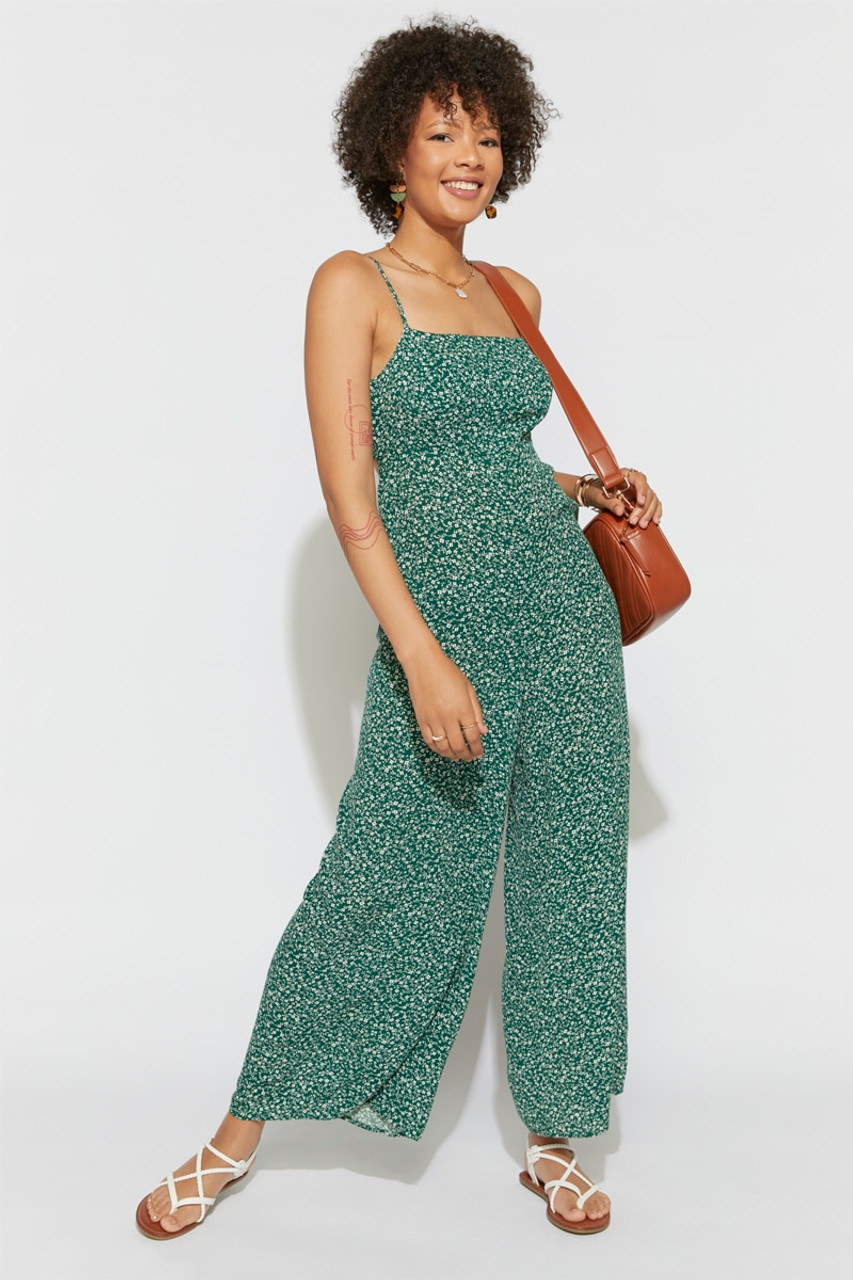 Isabelle Floral Tie Back Jumpsuit - francesca's