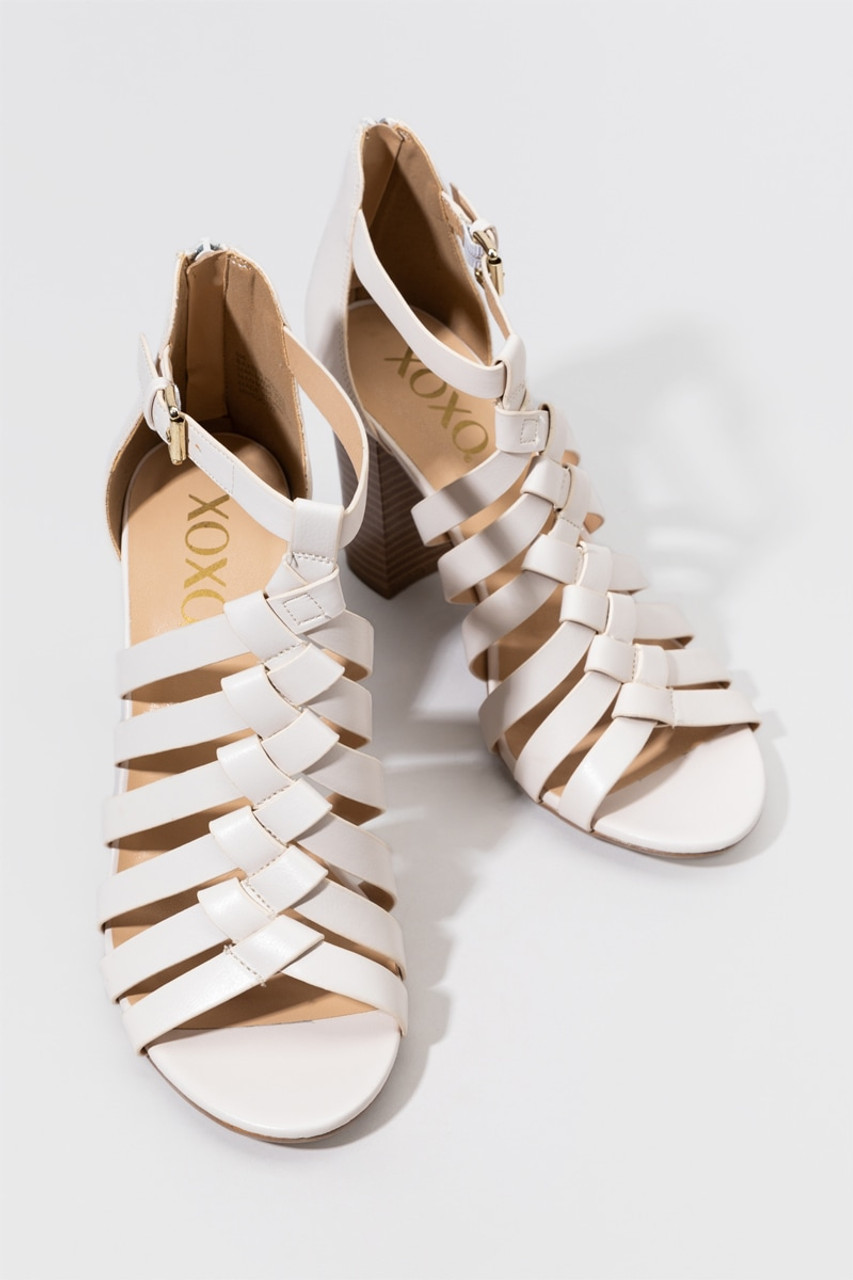 XOXO Baxter Caged Stacked Heels Multi Color - francesca's