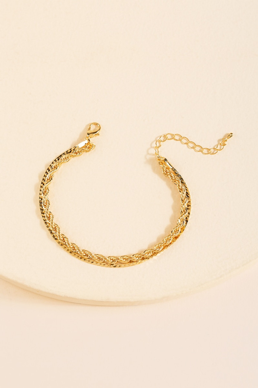 Amaya Twisted Layered 14k Gold Dipped Chain Bracelet - francesca's