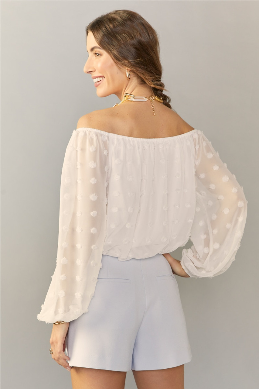 ★MOHAN★ TFR DRAPED OFFSHOULDER TOP_2COLORS Collins Off The Shoulder Blouse