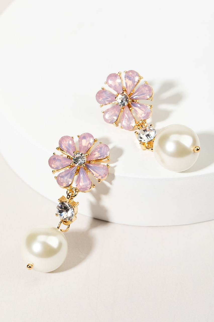 Krystal Couture Cecily Pink Floral Drop Earrings Embellished with Crystals  from Swarovski® | Rivers Australia