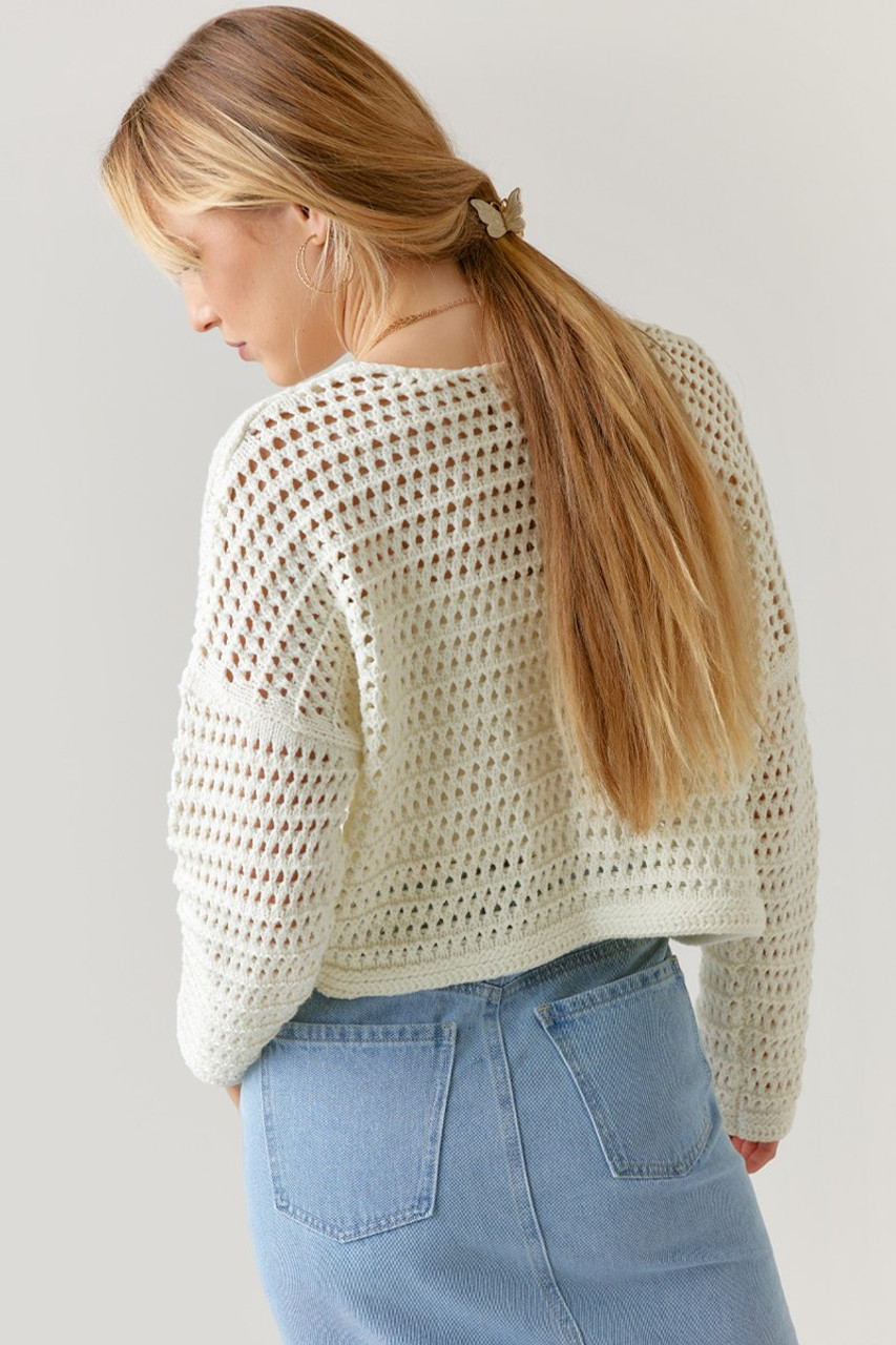 Milani Lace Up Crochet Sweater