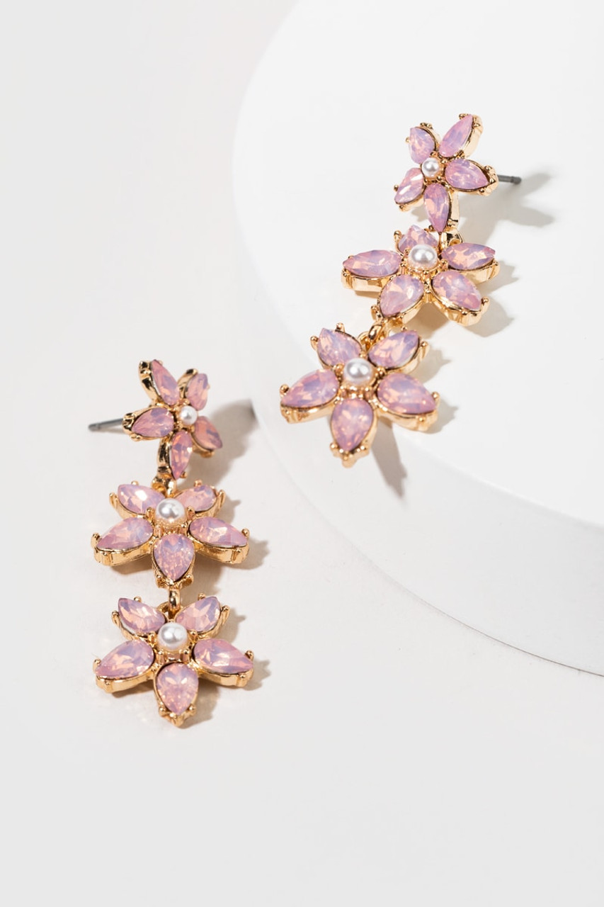 Peri Light Pink Floral Drop Earrings – CassandraCollections