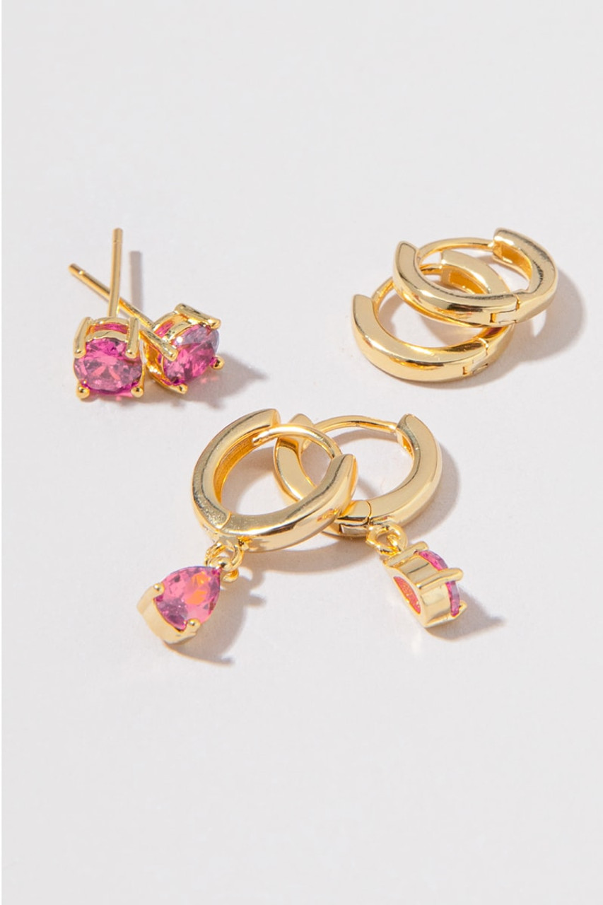 Elizabeth 14K Gold Plated Birthstone Earring Set