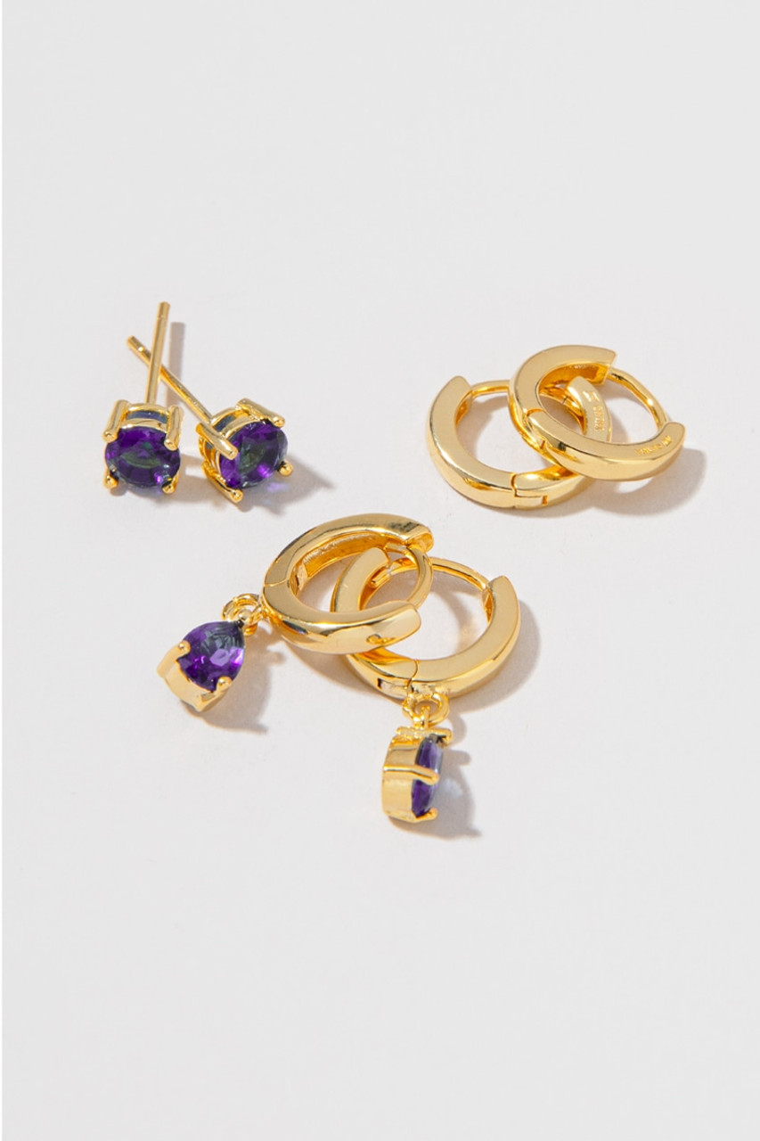 Elizabeth 14K Gold Plated Birthstone Earring Set