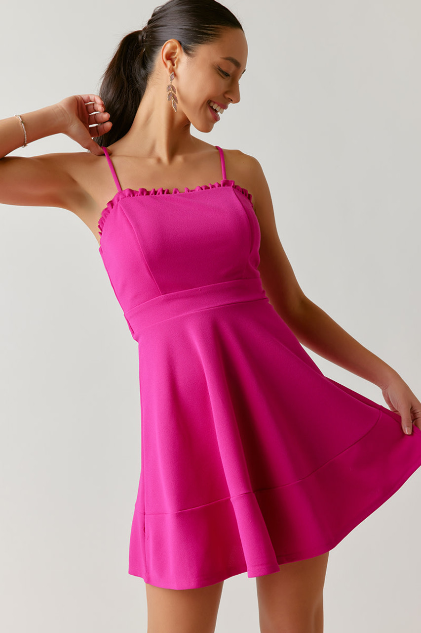 Sleeveless Ruffle-Trim Sheath Dress for Women