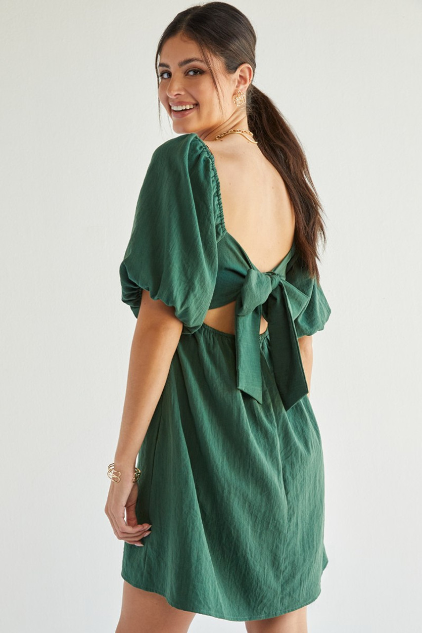 Lia Puff Sleeve Bow Back Dress