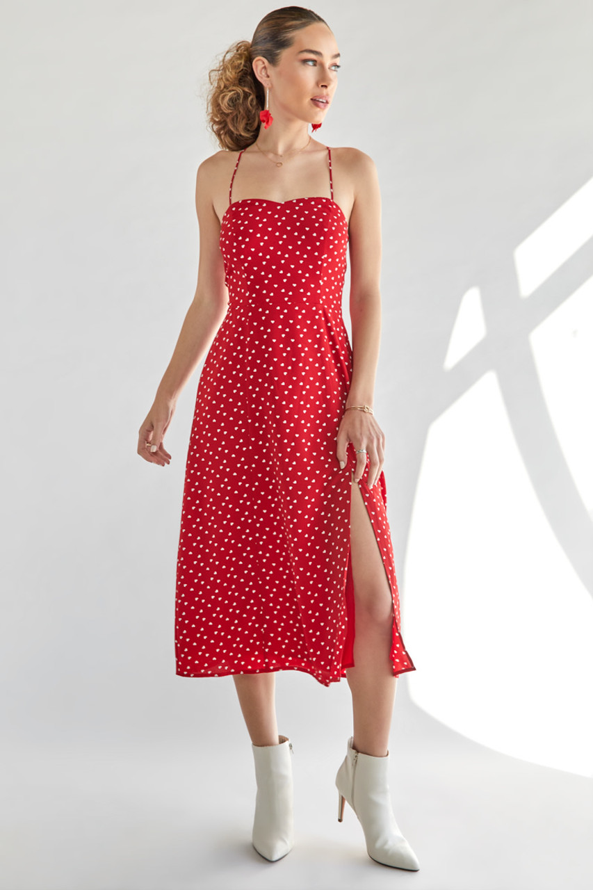 Heart print clearance midi dress