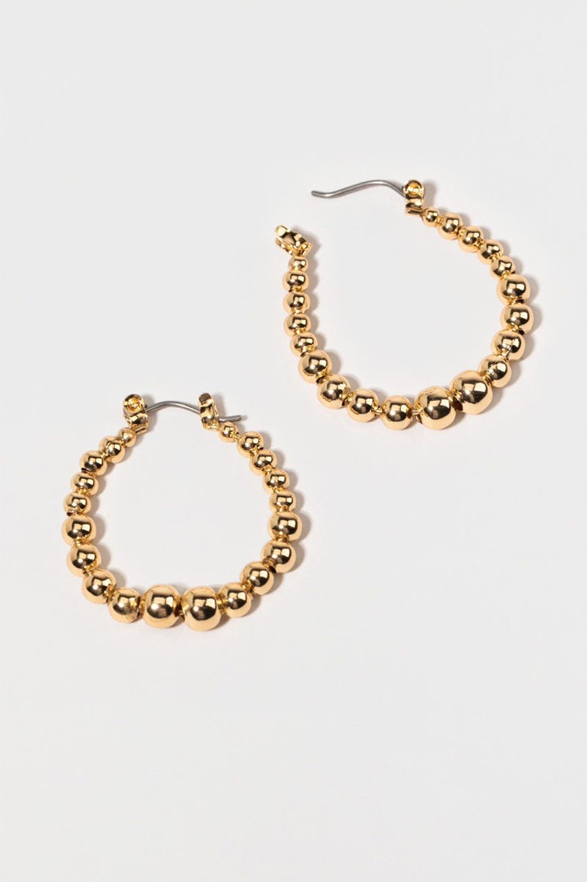 Fia Medium Gold Beaded Hoop Earrings