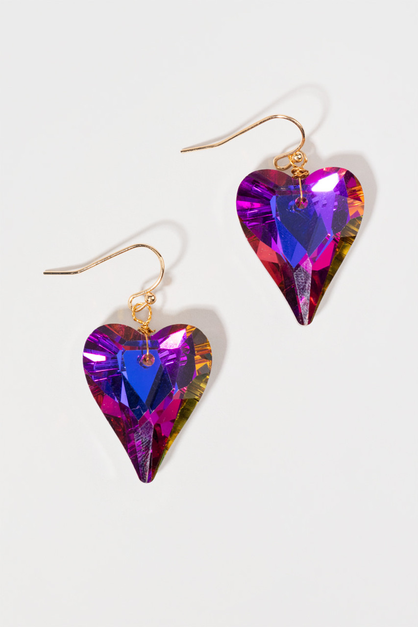 Annalise Large Iridescent Crystal Heart Earrings