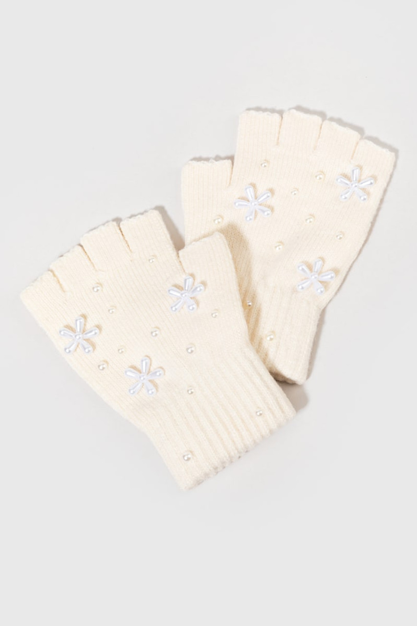 Maeve Pearl Floral Fingerless Gloves