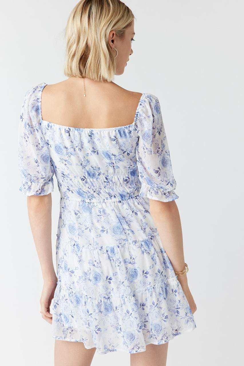 BRANDY MELVILLE ROBBIE Dress Light Blue Floral Women's Size XS