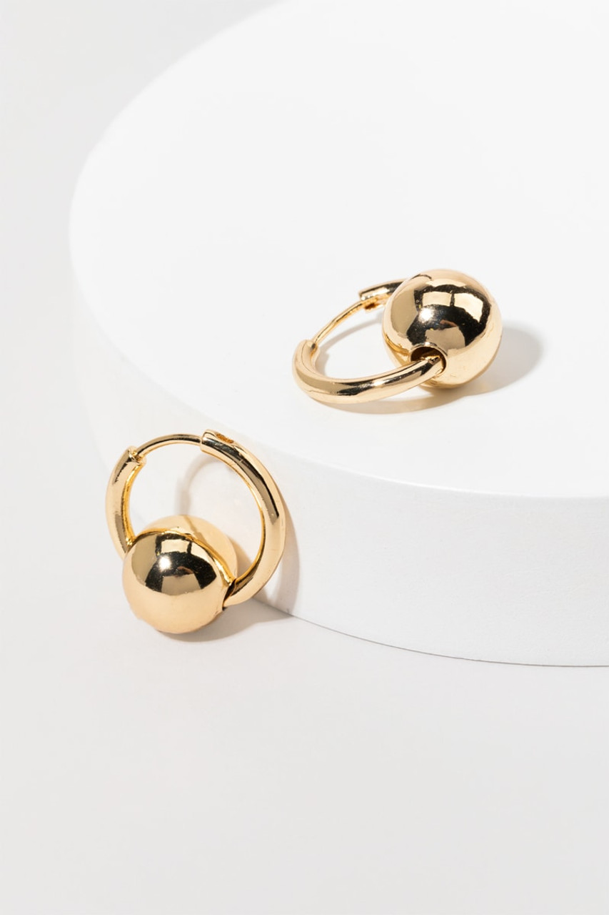 14K Yellow Gold Ball Hoop Earrings 1873-23 | Grants Jewelry