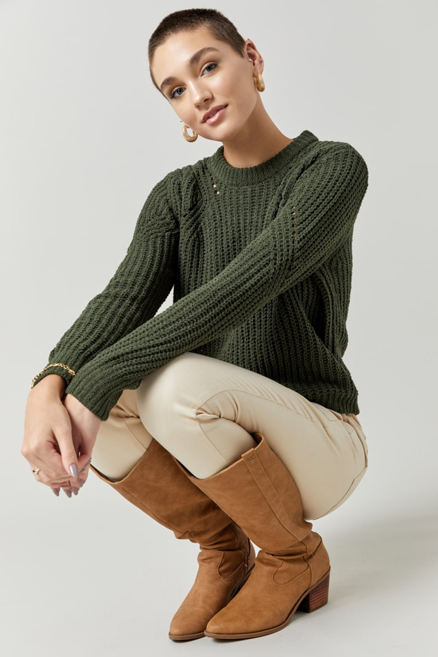 Francesca's Edith Waffle Pullover Sweater