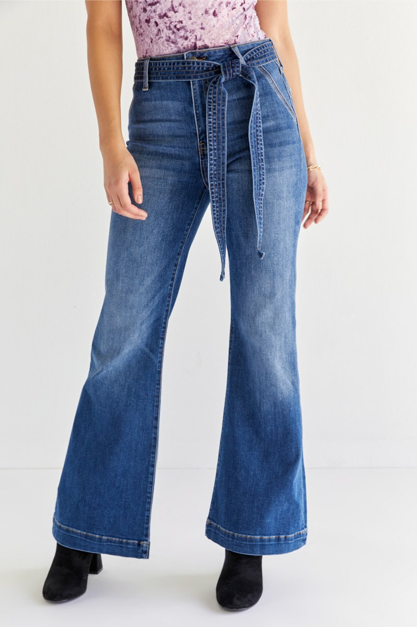 Danna Front Tie Bootcut Clean Hem Jeans