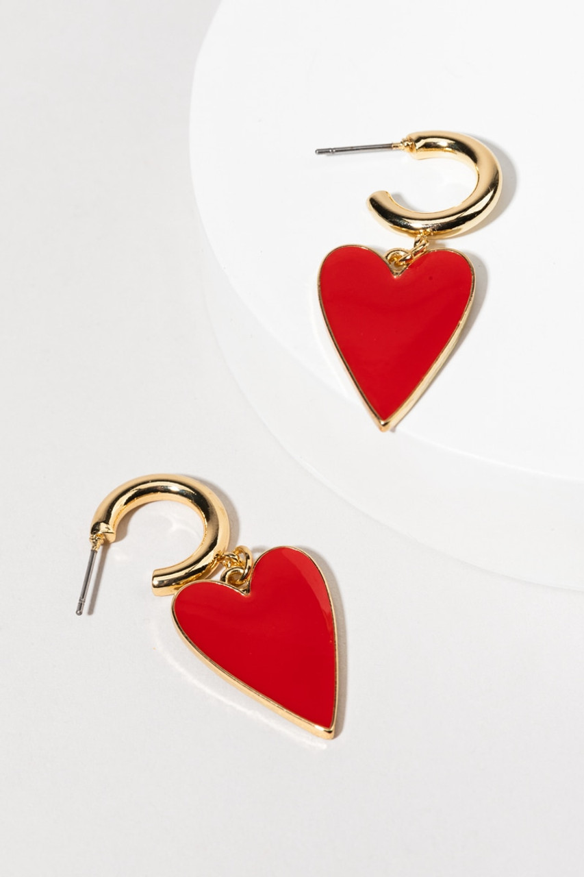 Jemma Heart Charm Hoop Earrings