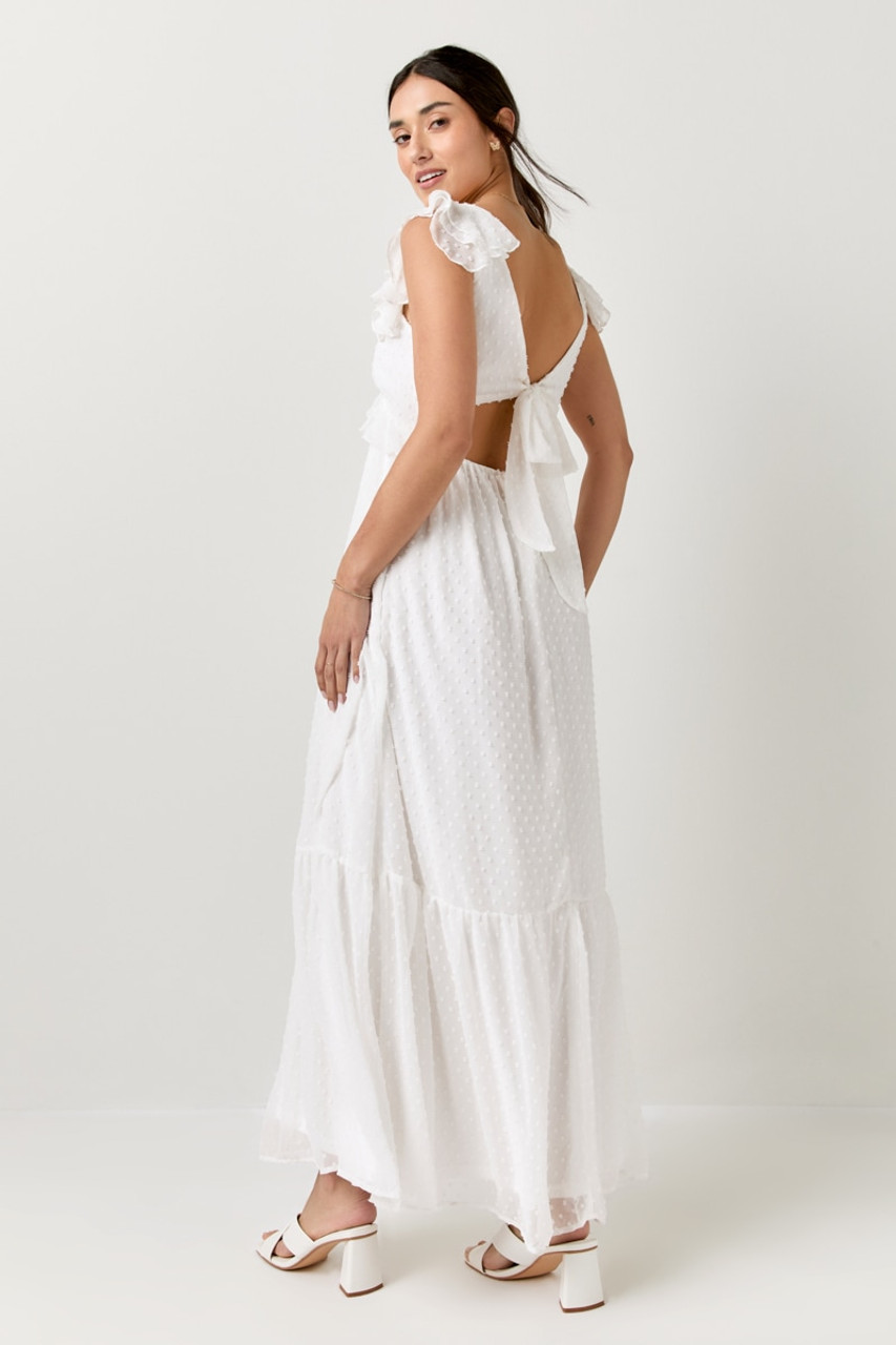 Rosemary Ruffle Strap Clipdot Maxi Dress