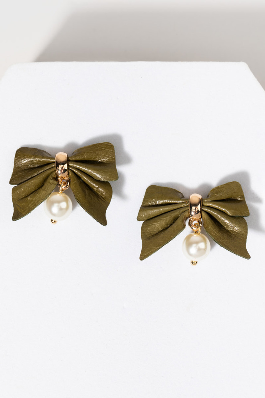 Mango Pearl detail bow earrings - 57024033-OR