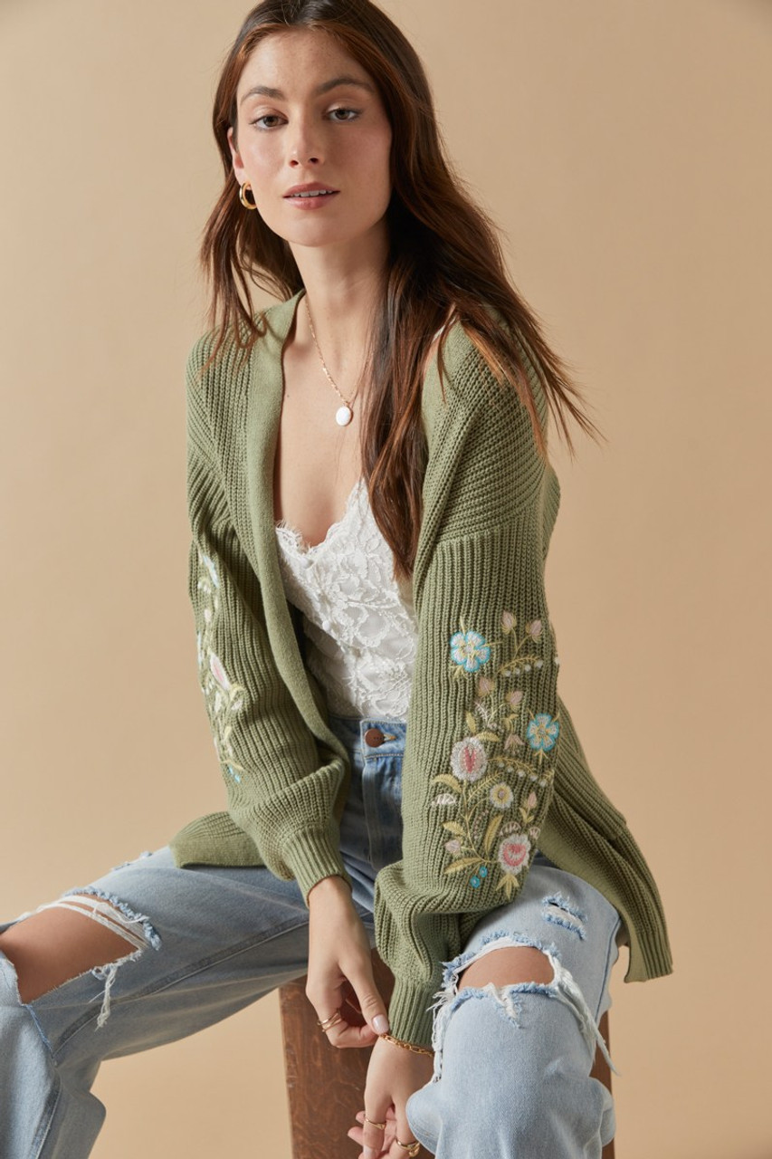 Charity Embroidered Long Cardigan