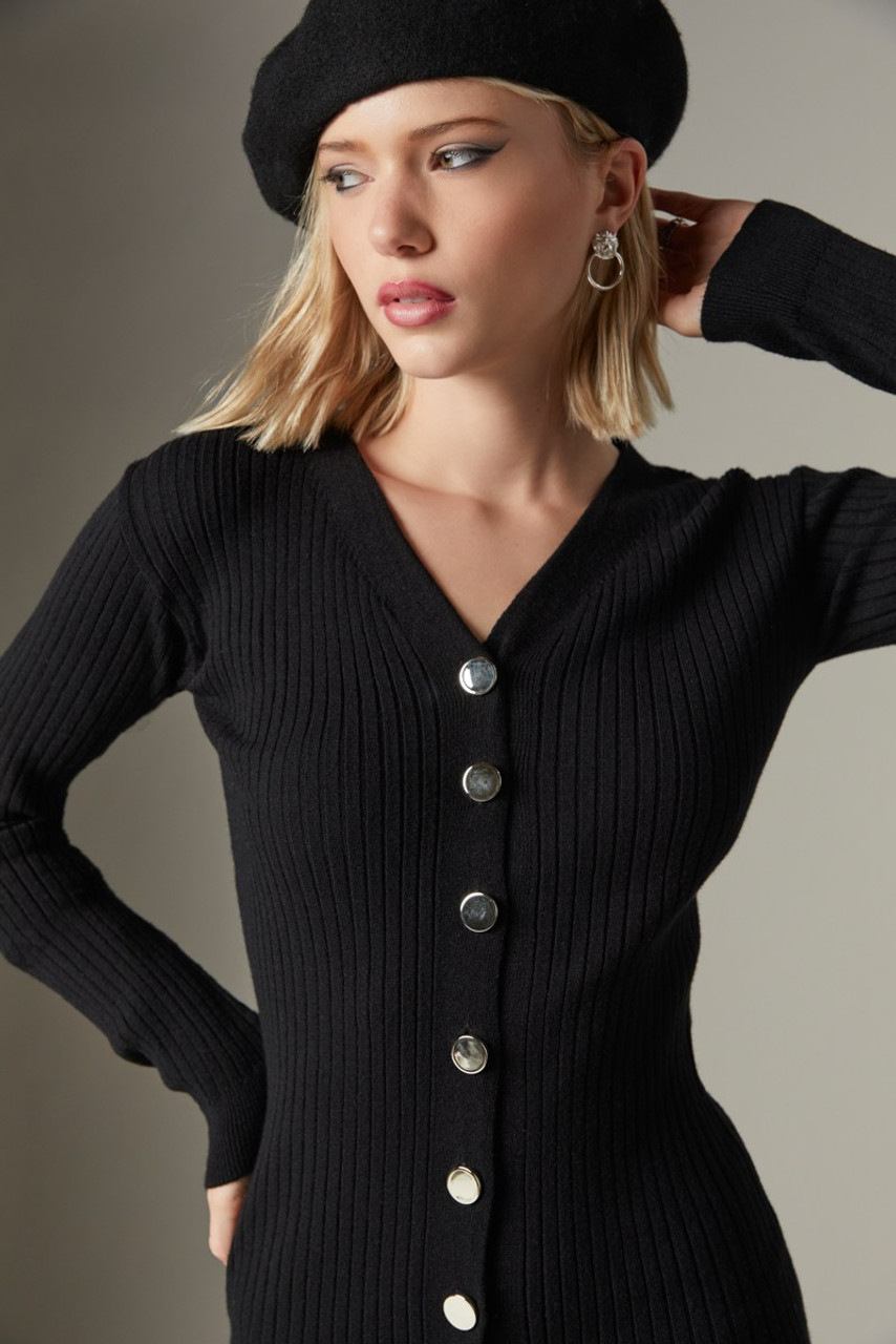 Maribel Button Down Knit Sweater Dress