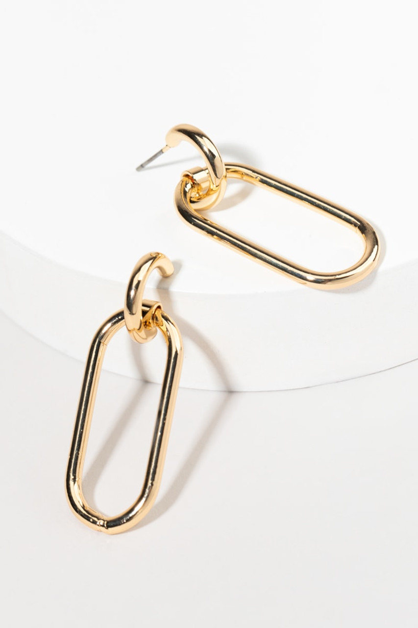 Charlene Oval Golden Charm Huggie Earrings