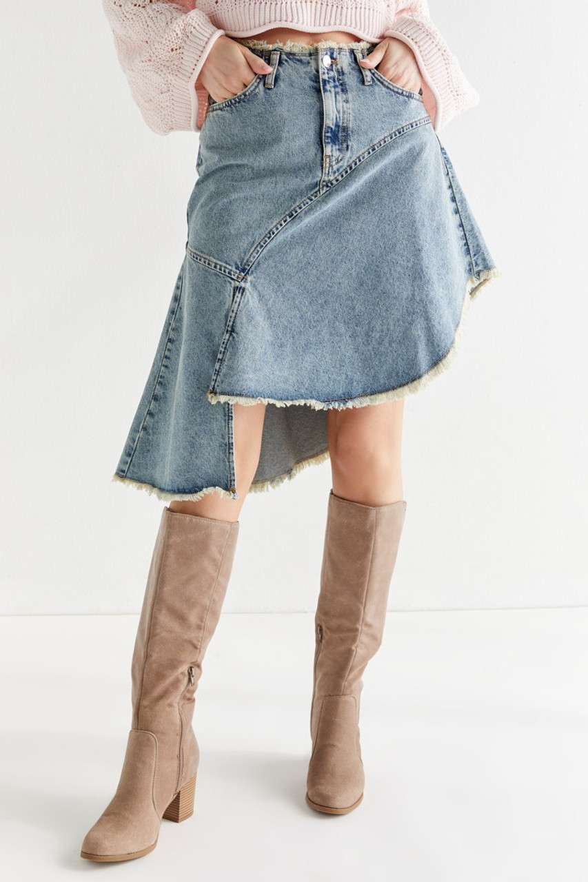 Marianne Asymmetric Denim Midi Skirt