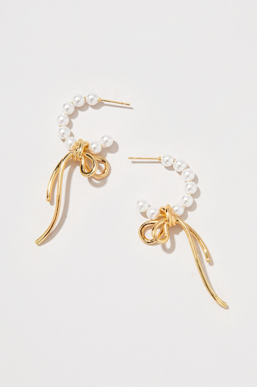 Maxine Pearls On A Golden Bow Earrings