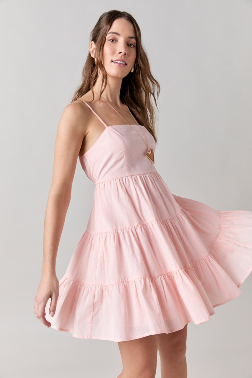 Hope Square Neck Tiered Mini Dress