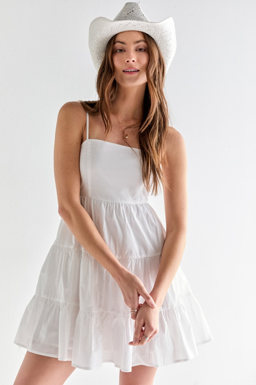 Hope Square Neck Tiered Mini Dress