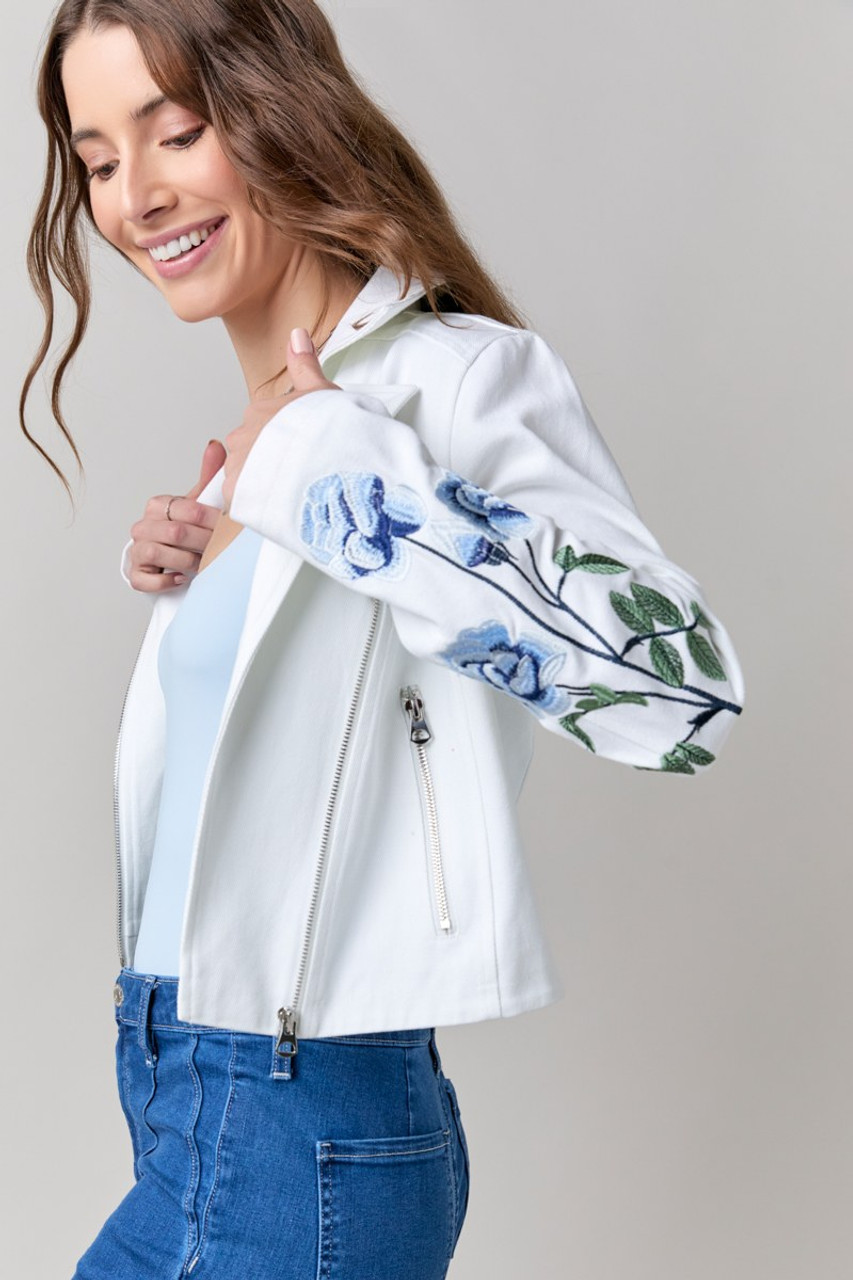 Cassidy White Embroidered Denim Jacket