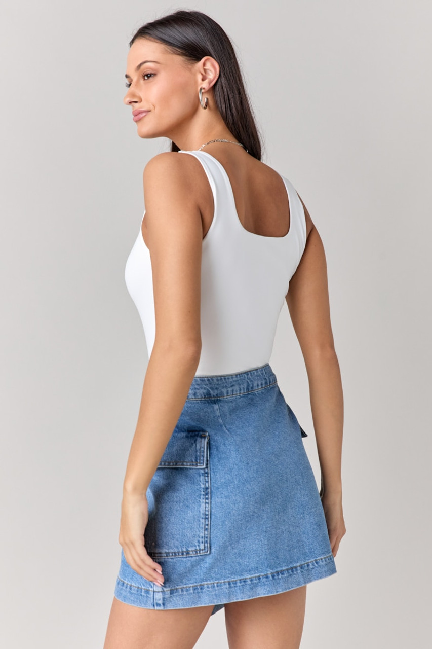 Adella Denim Side Button Skirt