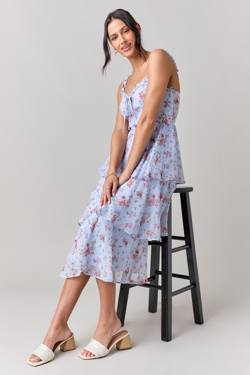 Anita Ruffle Trim Tiered Midi Dress