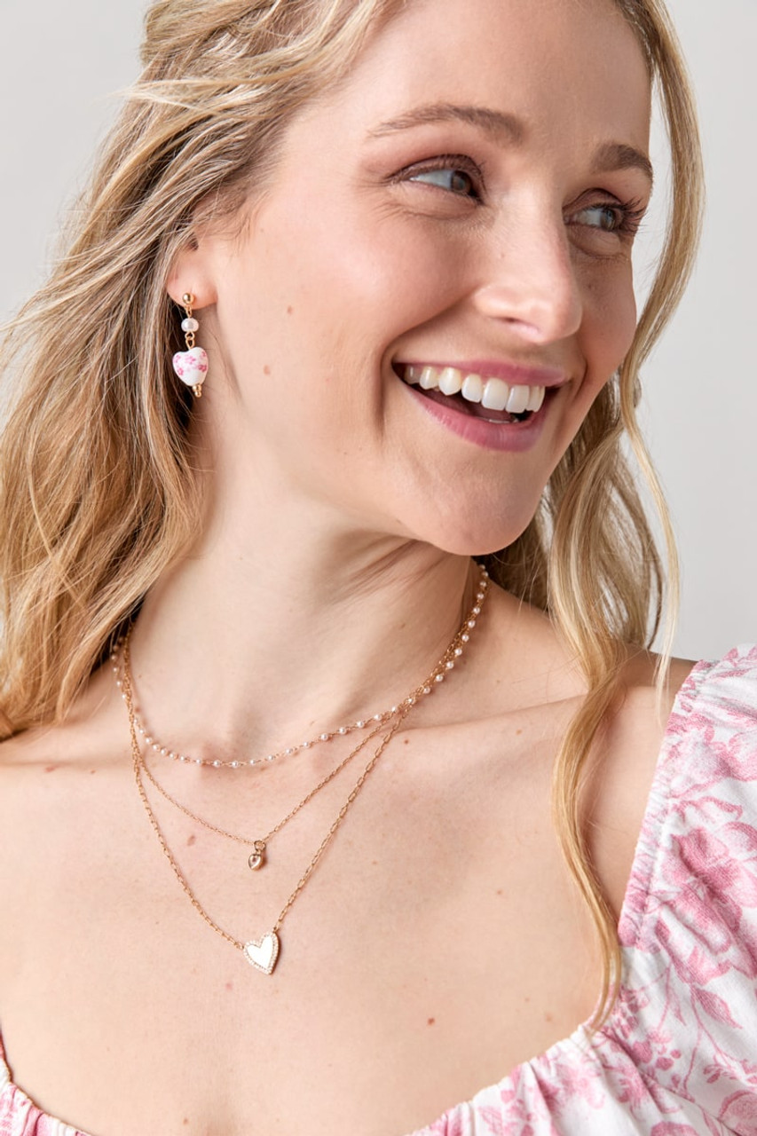 アクセサリー BASENOTES  drop Heart earrings BN-P045 Amazon.com: Vacaonio Vintage Pink Crystal Heart Drop