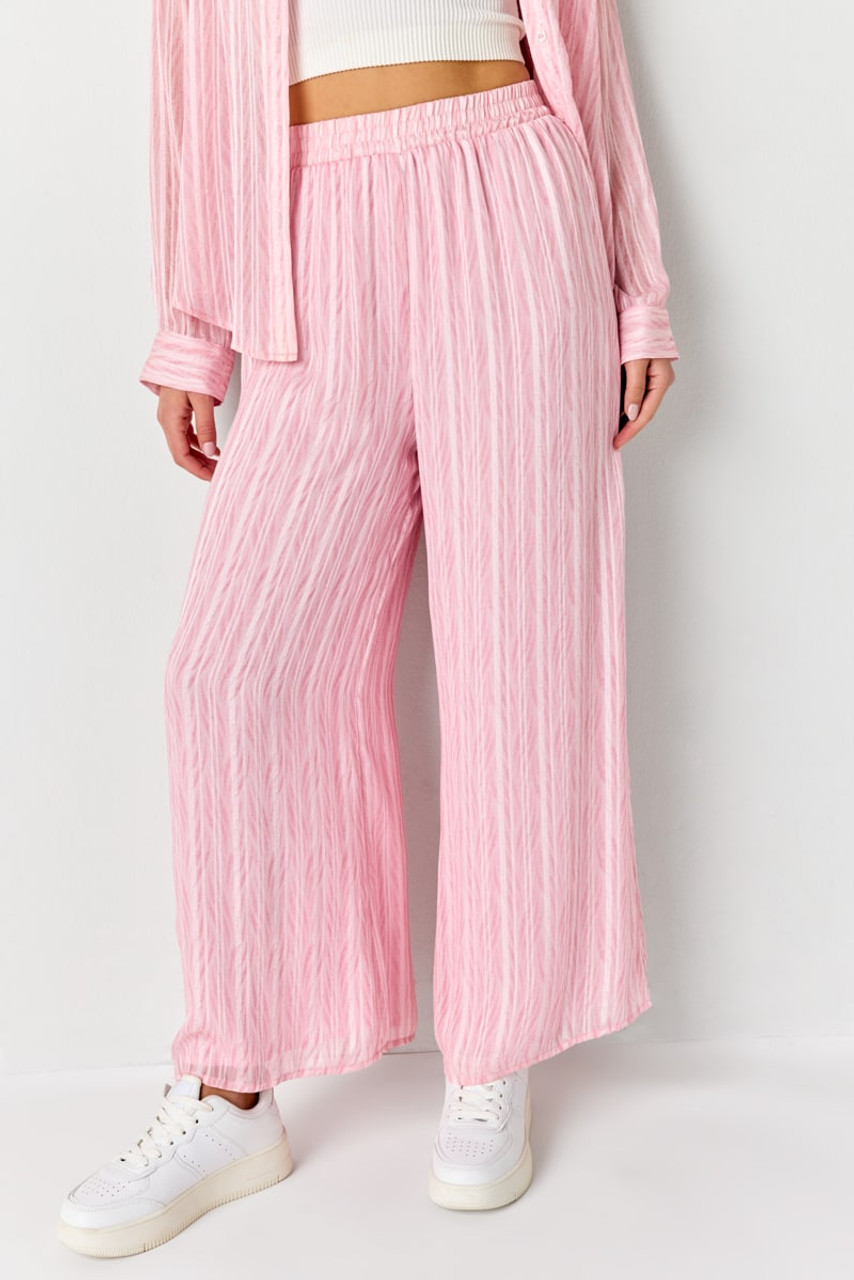 ミュージシャン Perfume closet Flower pleats wide pants Ella Pink Plisse Fluid Wide Pants