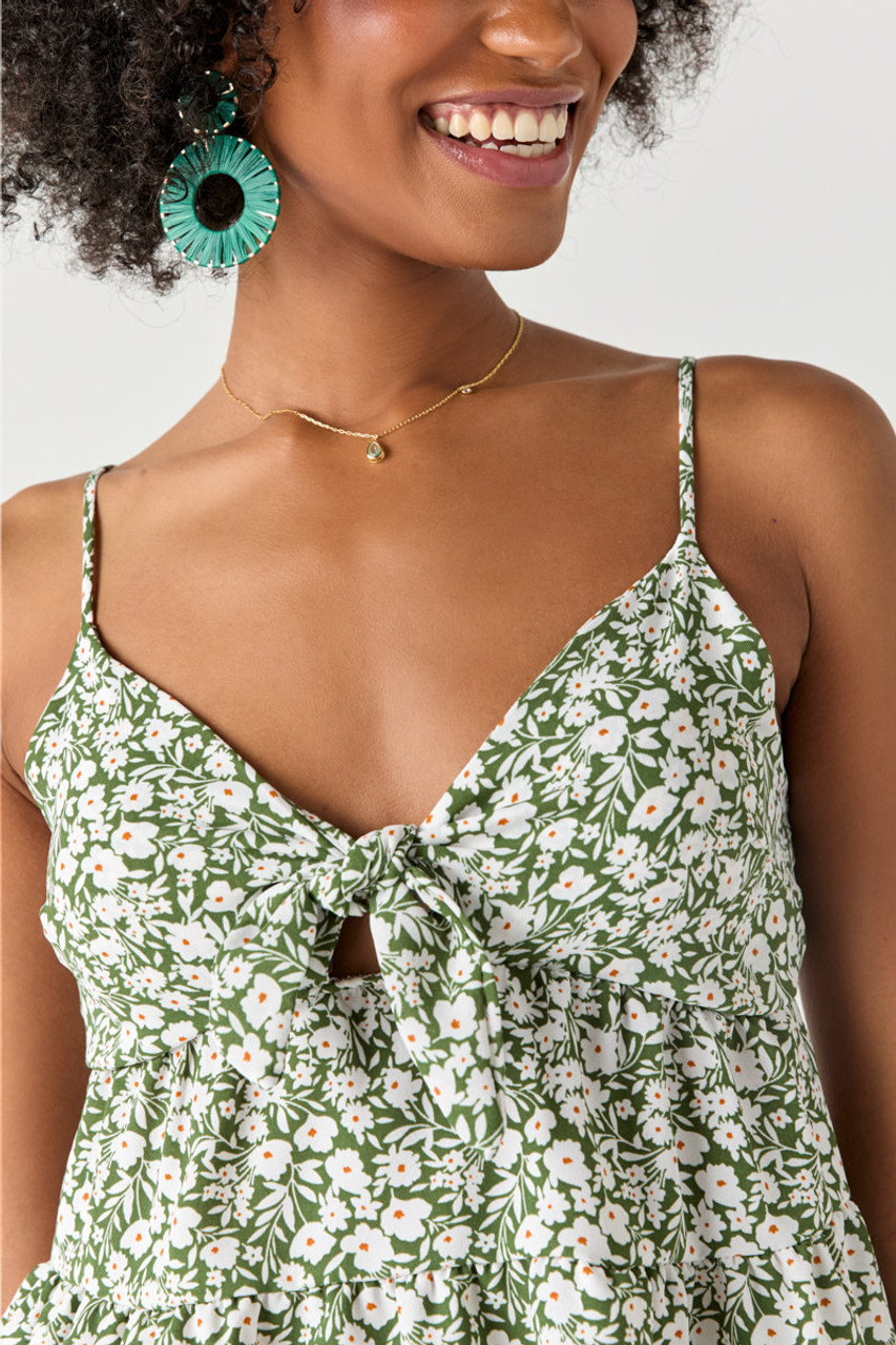 Melisa Floral Front Bow Tank Top