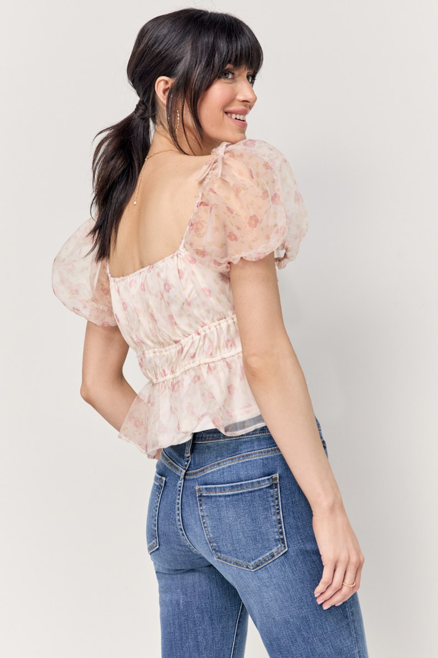 Lisa Organza Puff Sleeve Blouse