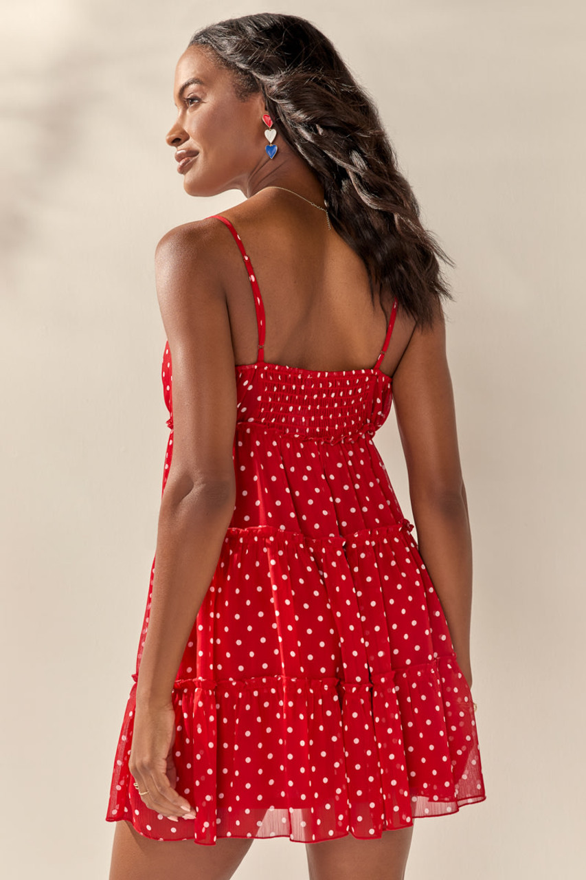 パーティードレス Polka-dot Silk Draped Mini Heather Polka Dot Mini Swing Dress