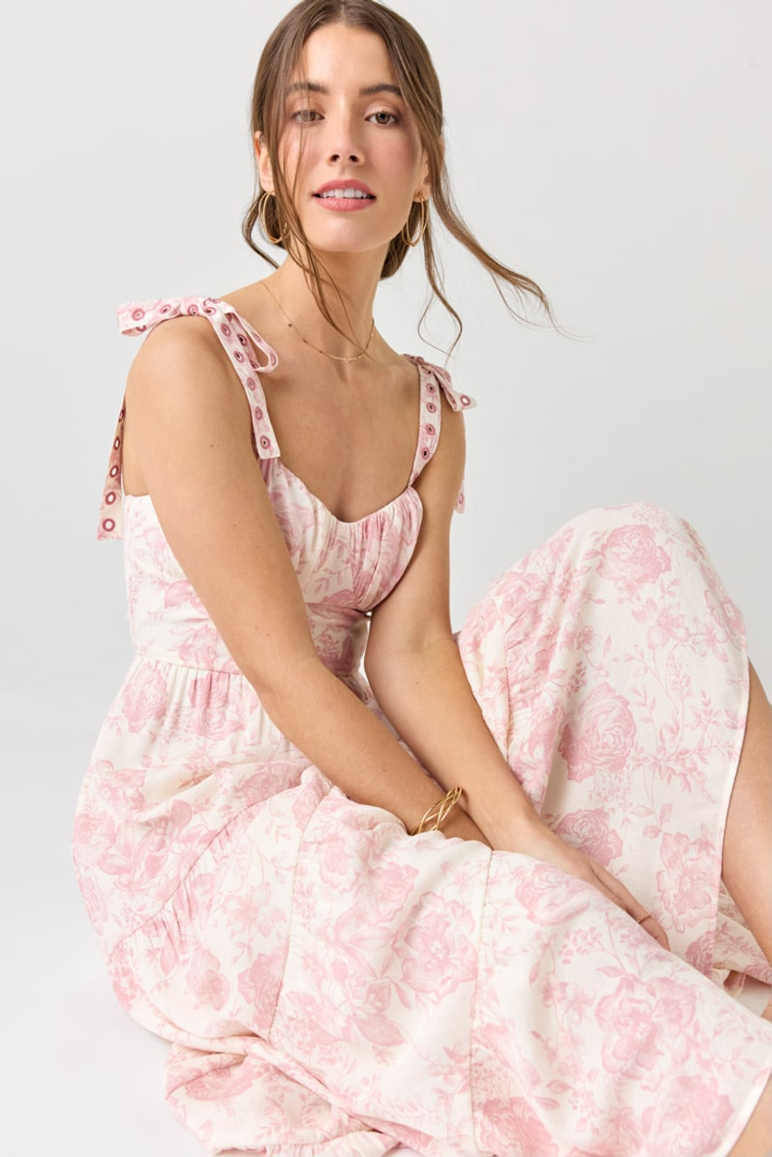 Lori Grommet Strap Floral Maxi Dress