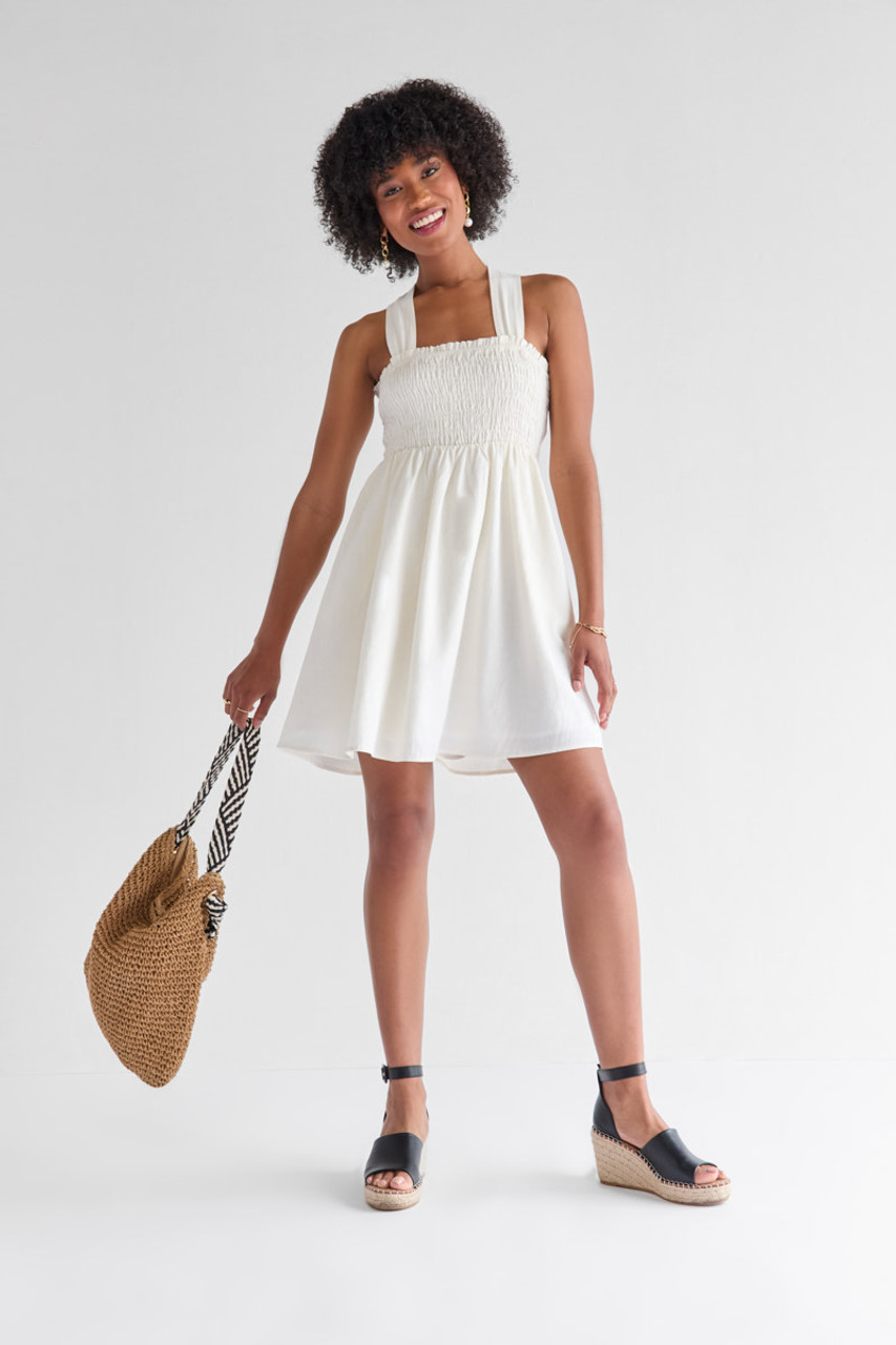 Ellie Smocked Crisscross Back Mini Dress | francesca's®