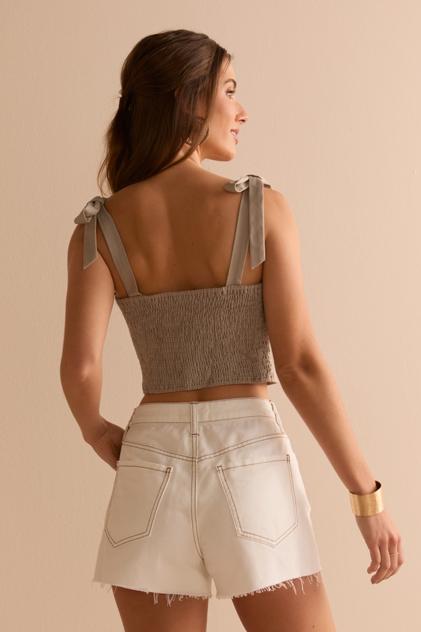 Lauren Bow Shoulder Strap Corset Tank Top | francesca's®