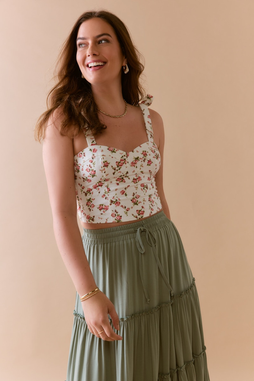 ♡SHERYL♡    8/15 Sheryl Tie Strap Floral Corset Top