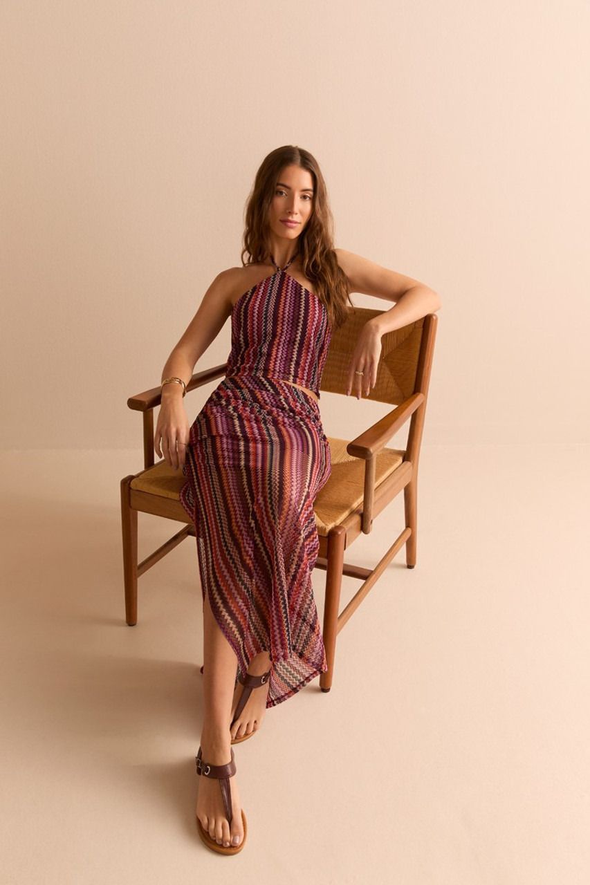 【PORTERNA】Wood slit long skirt Annora Chevron Slit Maxi Skirt