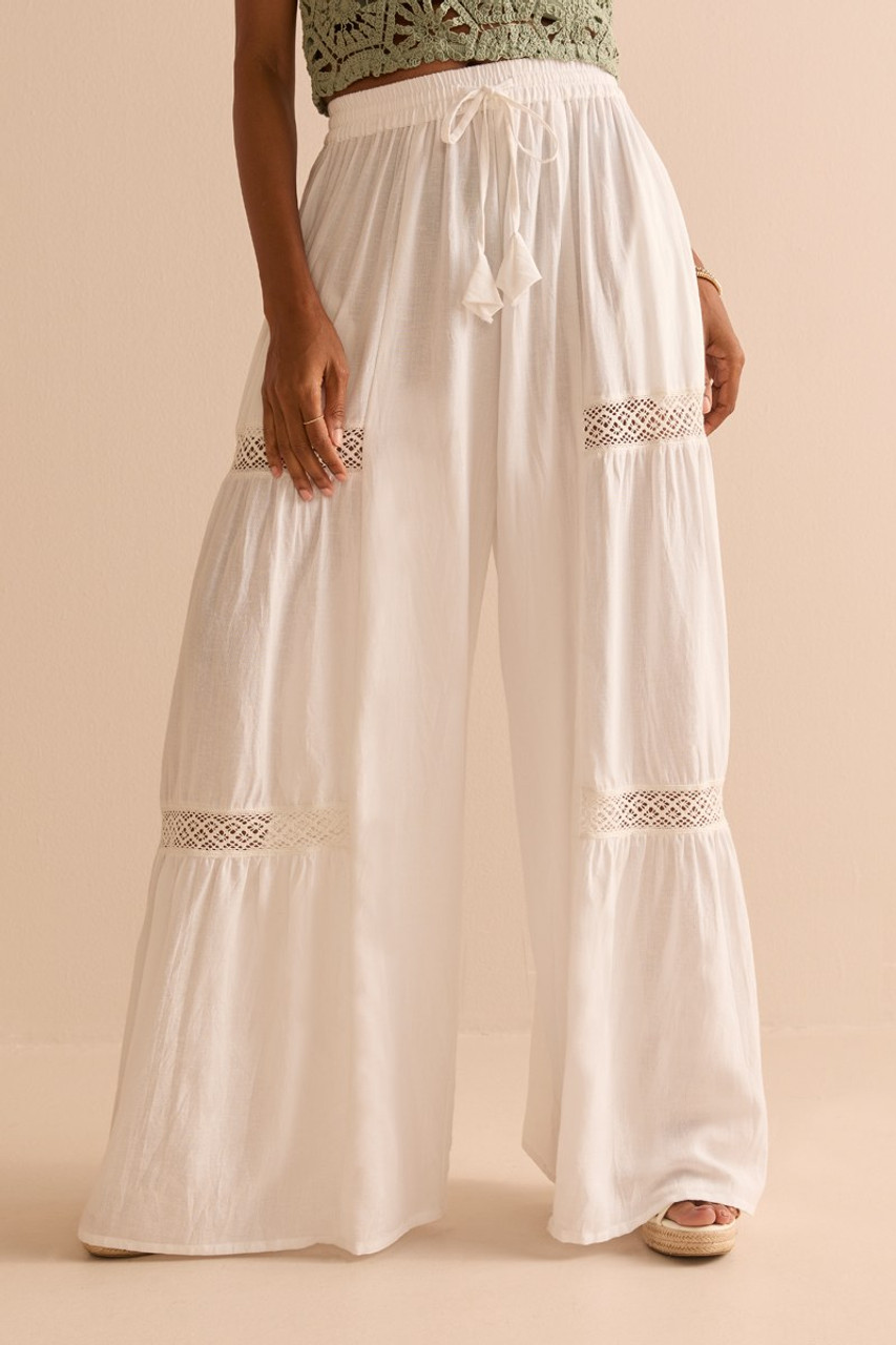 Karla Layered Crochet Wide Leg Pants