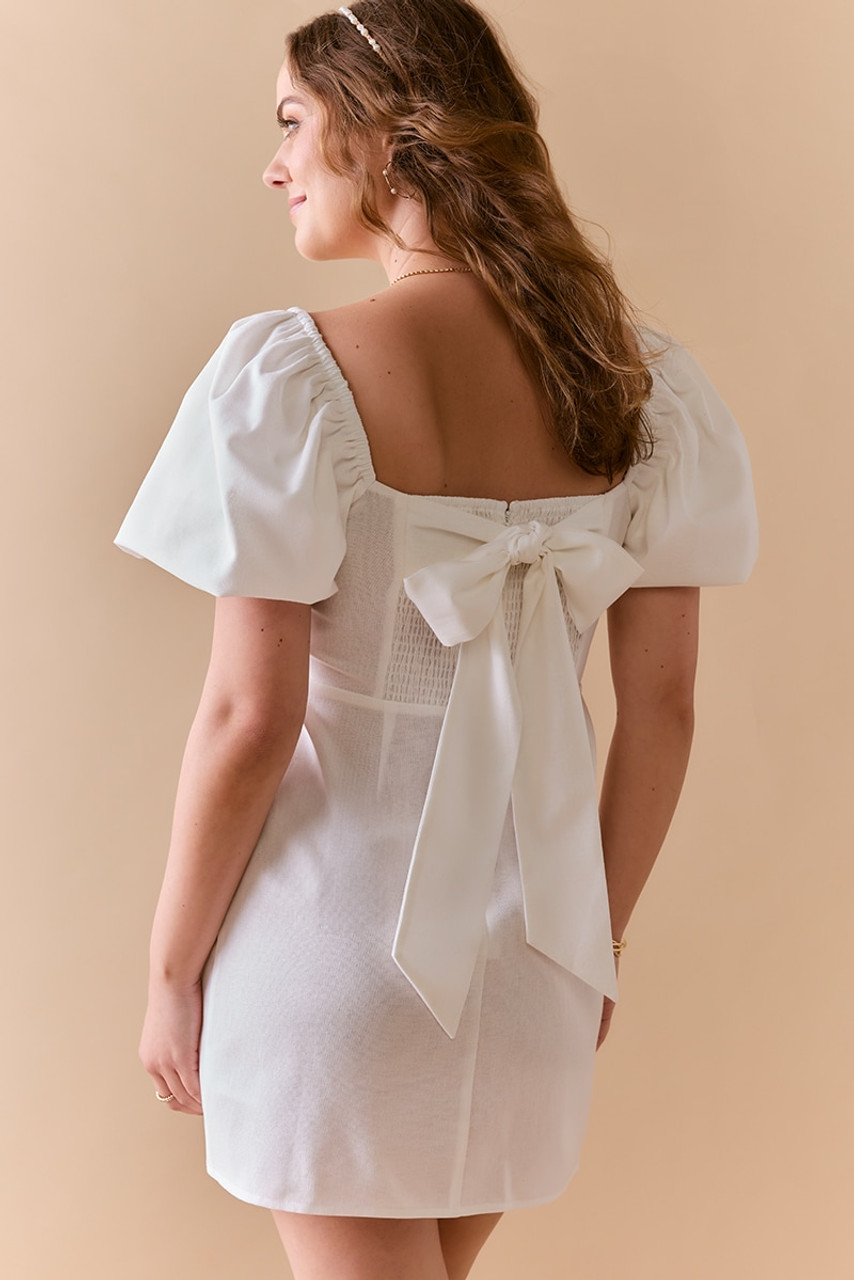 Marianna Waisted Bow Back Mini Dress
